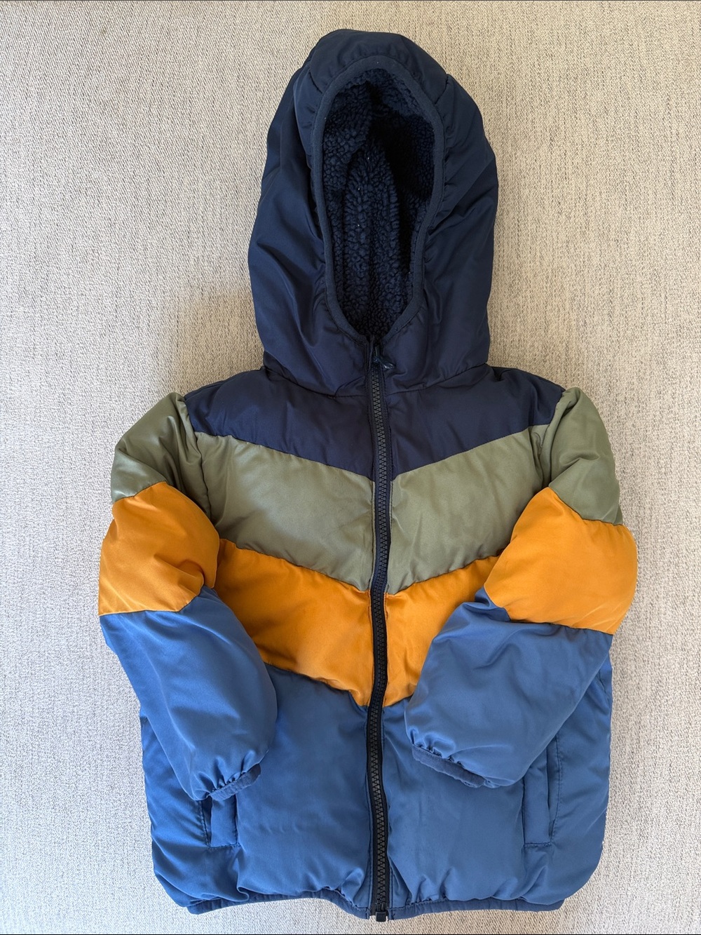 Swiss Tech Navy Fleece-Lined Hooded Jacket with Colorblock Accents